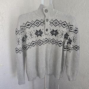 Weatherproof Gray Nordic Patterned Men's Sweater Cabincore Cozy Warm Winter